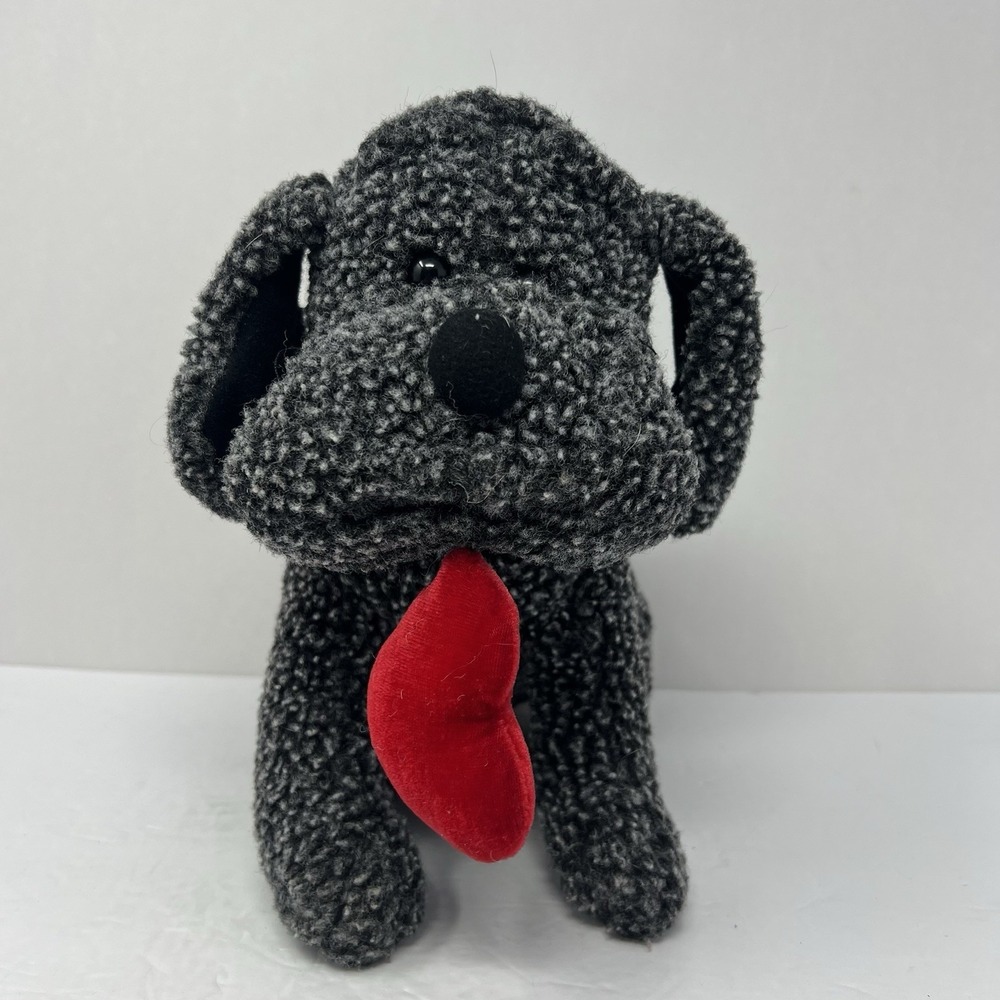 Sugar Loaf 10" Dog Plush with heart Valentines Black Cute Puppy Stuffed Animal